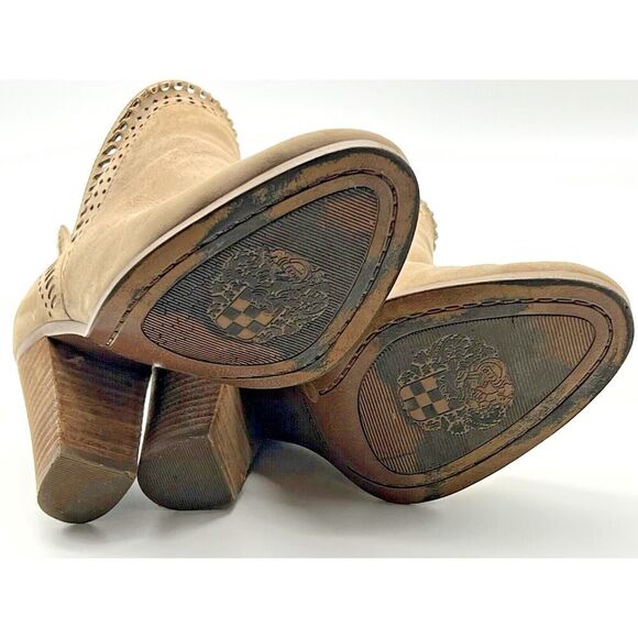 Vince Camuto Boots Womens Size 5.5 Fileana Split Shaft Bootie Taupe Suede Heels - Picture 7 of 7